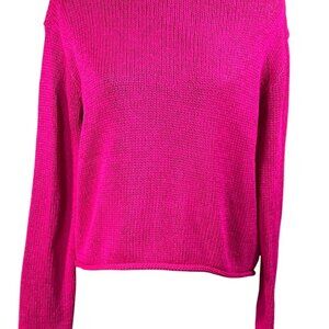 Lauren Ralph Lauren Sweater Pink Roll Hem Cropped Size L Large